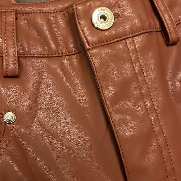 Zara vegan leather wide leg pants 4 - Picture 5 of 9